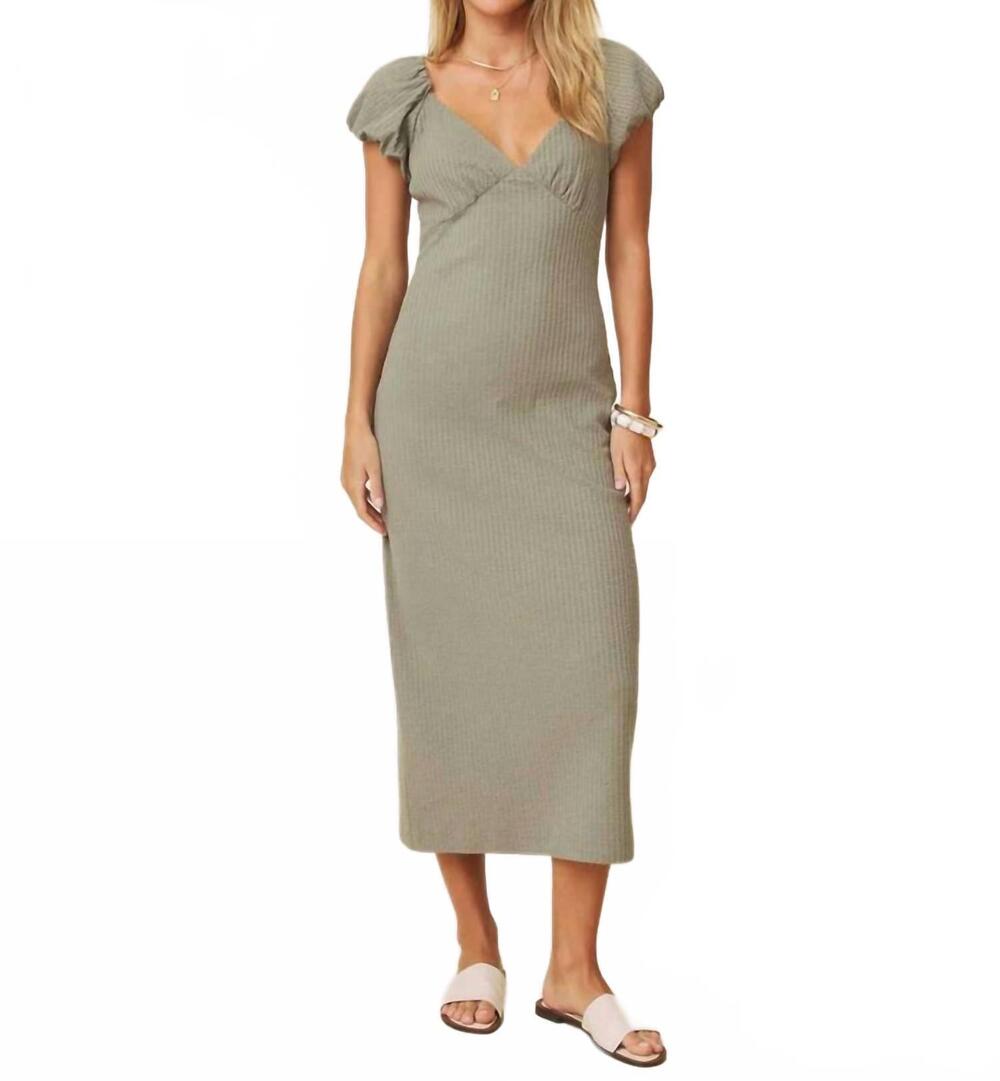 NEW SPLENDID dawn puff sleeve midi dress in eucalyptus